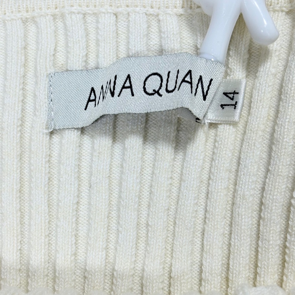 ANNA QUAN Bonnie Rib Knit‎ Top Cold Shoulder Long Sleeve Feminine Cream 14/US10 - Picture 4 of 7